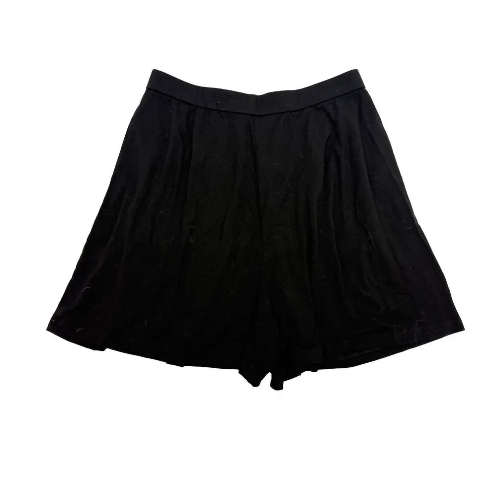 EILEEN FISHER Jersey Pleated Pocket Skort Petite PS Black Mini Drapey EUC A2